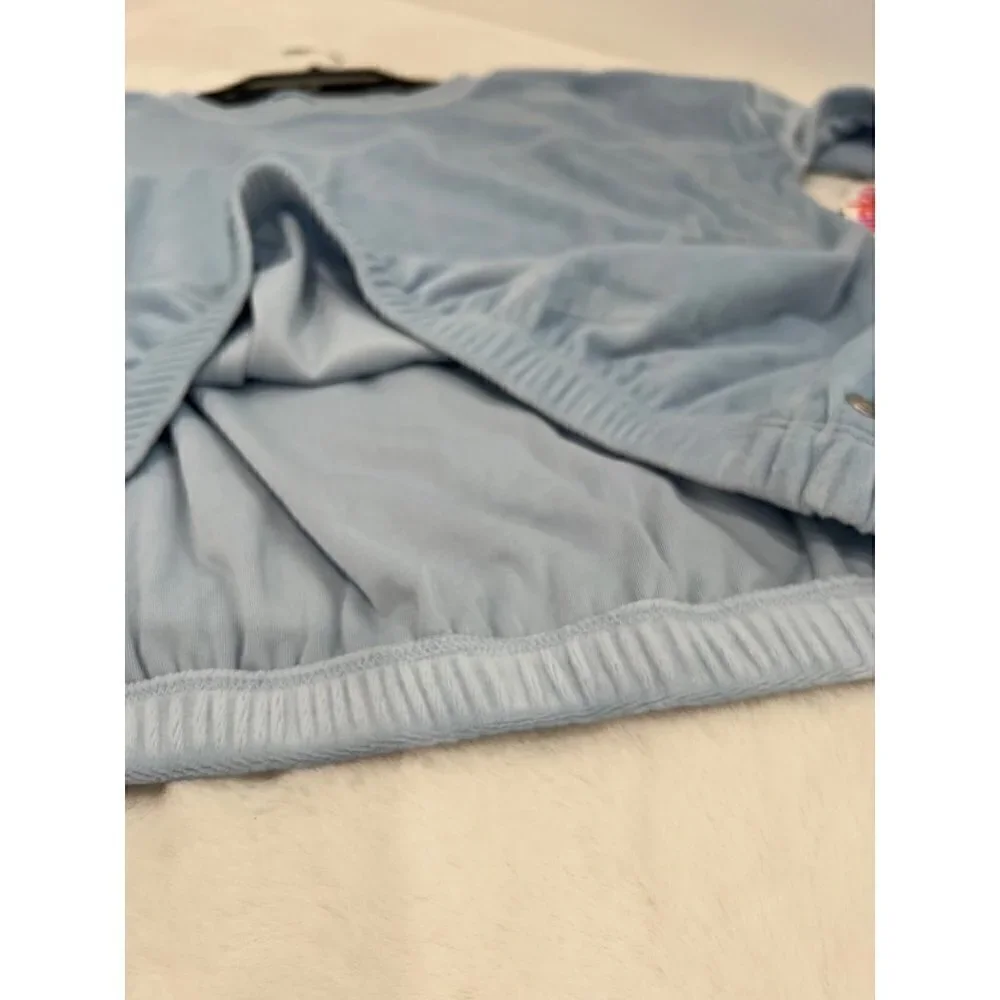 New ZELLA GIRL Kids' Size XL (14/16) Cozy Active Luxe velour Top Blue Cashmere
